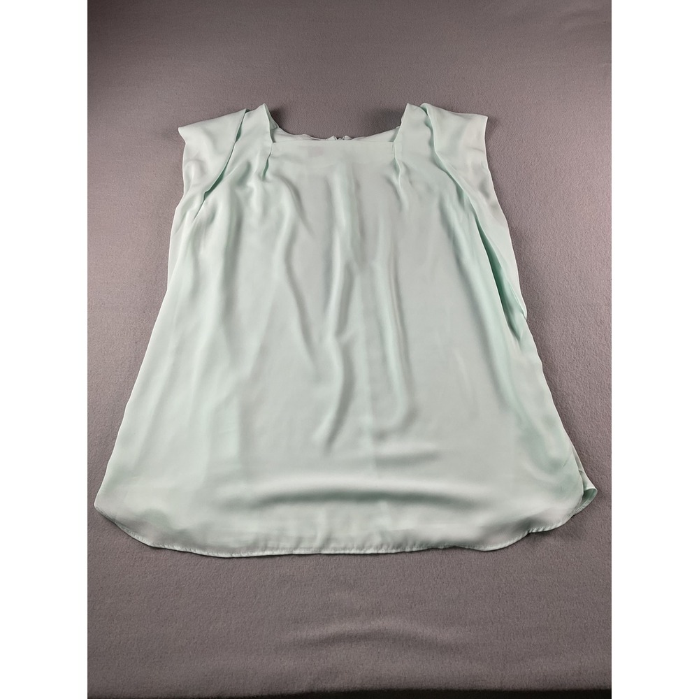 Metaphor Blouse Womens XL Mint Green Pleated Square Neck Recycled Poly Shell